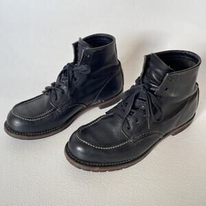 RED WING Beckman 9015 Black Leather Moc Toe Boots / US 8.5 / USA Discontinued